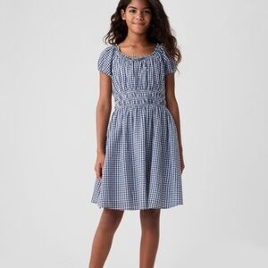 Gap x Doen Blue and White Smocked Ruffled Sundress